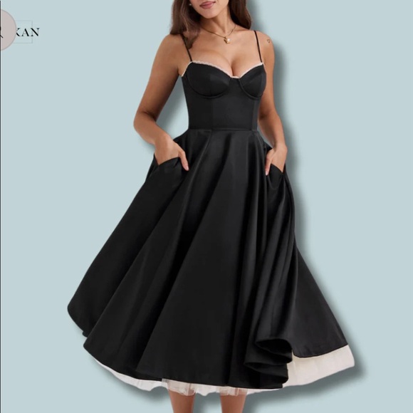 HOUSE OF CB MADEMOISELLE BLACK TULLE DRESS MEDIUM - Picture 14 of 14